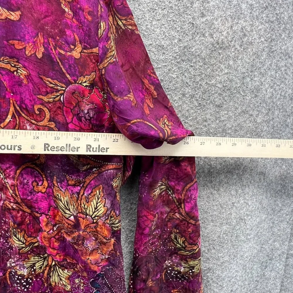 STUNNING NWT Chico's Artistico Vibrant Geisha Artsy Floral Silk Tunic Top - Picture 4 of 11